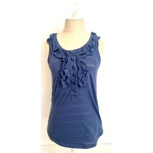 Marc by Marc Jacobs Women's Navy Sleeveless Textured Ruffle Blouse Size Small